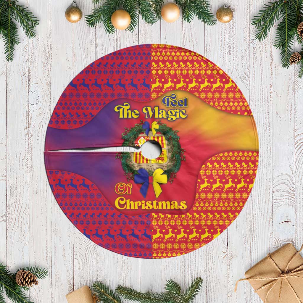 Andorra Christmas Tree Skirt Coat Of Arms With Wreath Xmas - Wonder Print Shop