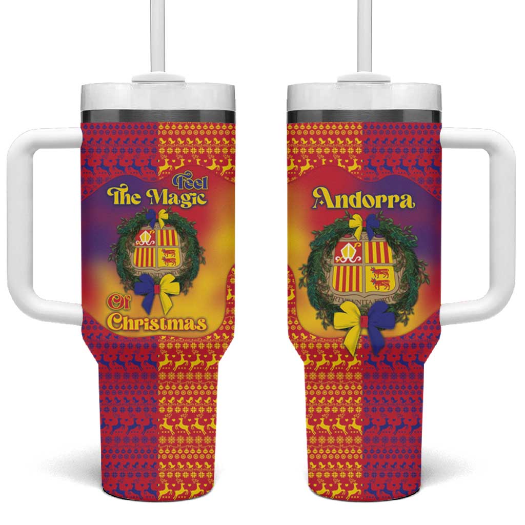 Andorra Christmas Tumbler With Handle Coat Of Arms With Wreath Xmas - Wonder Print Shop
