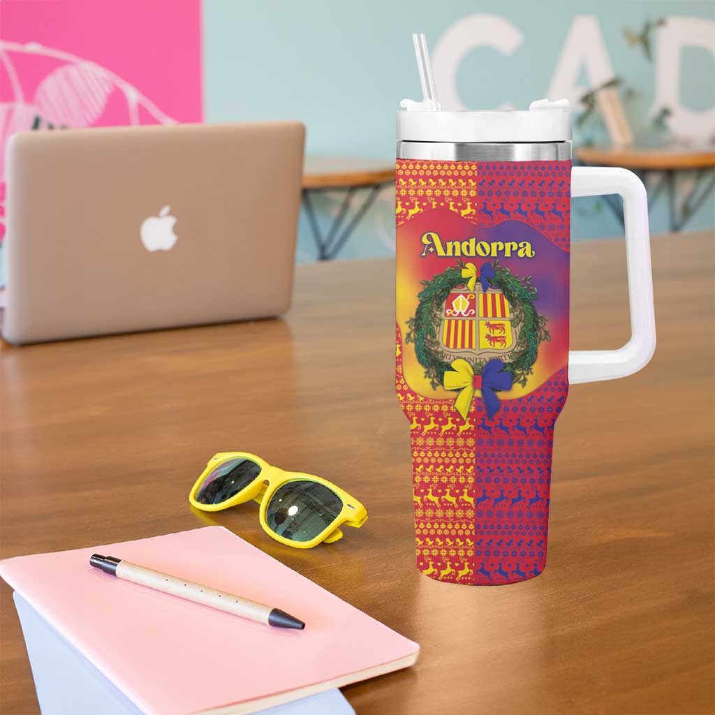 Andorra Christmas Tumbler With Handle Coat Of Arms With Wreath Xmas - Wonder Print Shop