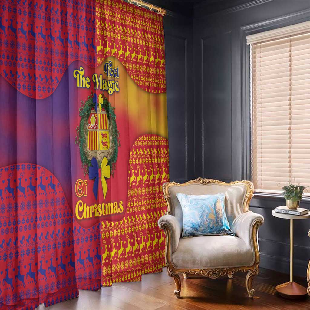 Andorra Christmas Window Curtain Coat Of Arms With Wreath Xmas - Wonder Print Shop