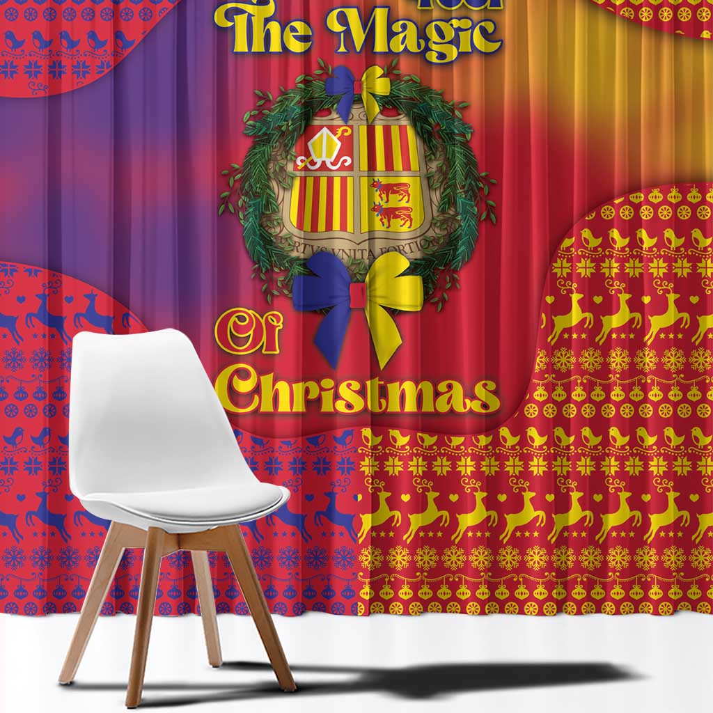 Andorra Christmas Window Curtain Coat Of Arms With Wreath Xmas - Wonder Print Shop