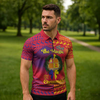 Andorra Christmas Zipper Polo Shirt Coat Of Arms With Wreath Xmas - Wonder Print Shop