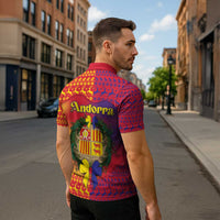 Andorra Christmas Zipper Polo Shirt Coat Of Arms With Wreath Xmas - Wonder Print Shop