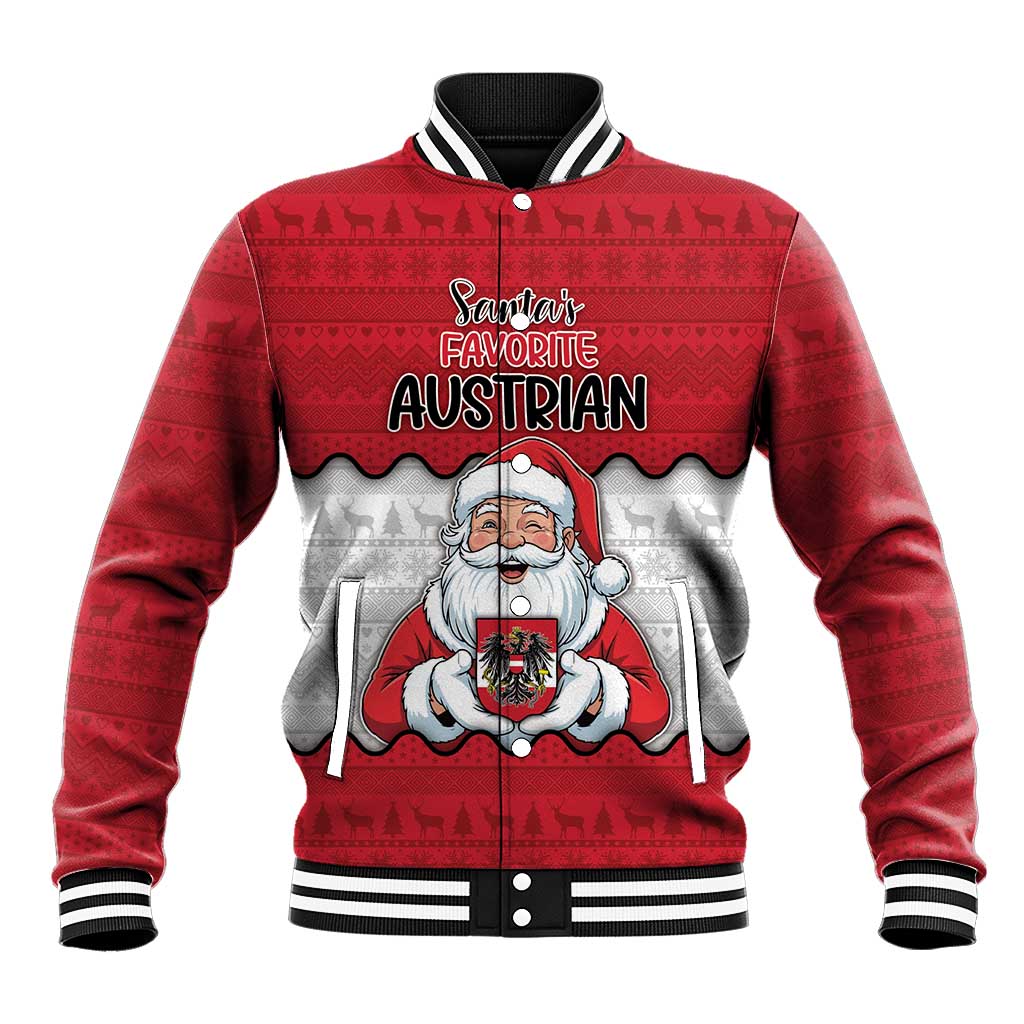 Austria Christmas Baseball Jacket Santa Is Favorite Austrian - Wonder Print Shop