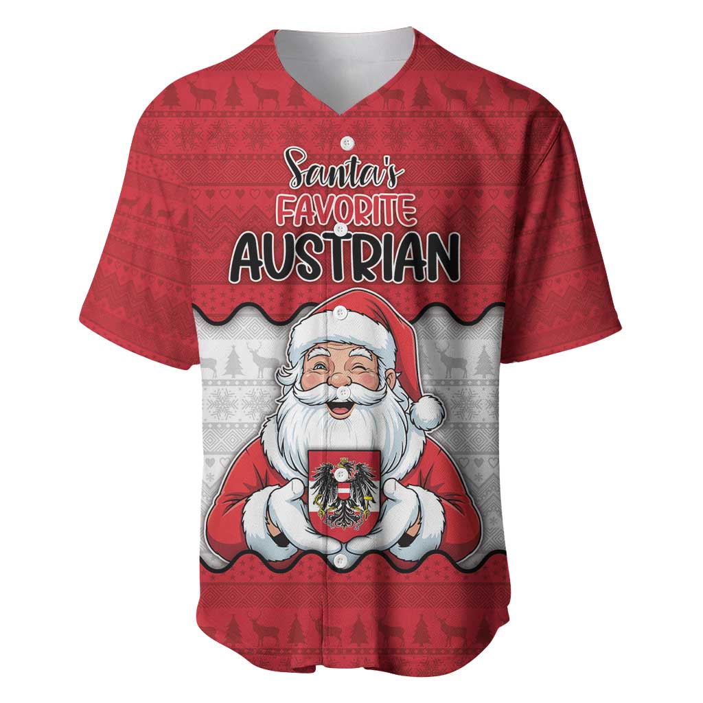 Austria Christmas Baseball Jersey Santa Is Favorite Austrian - Wonder Print Shop