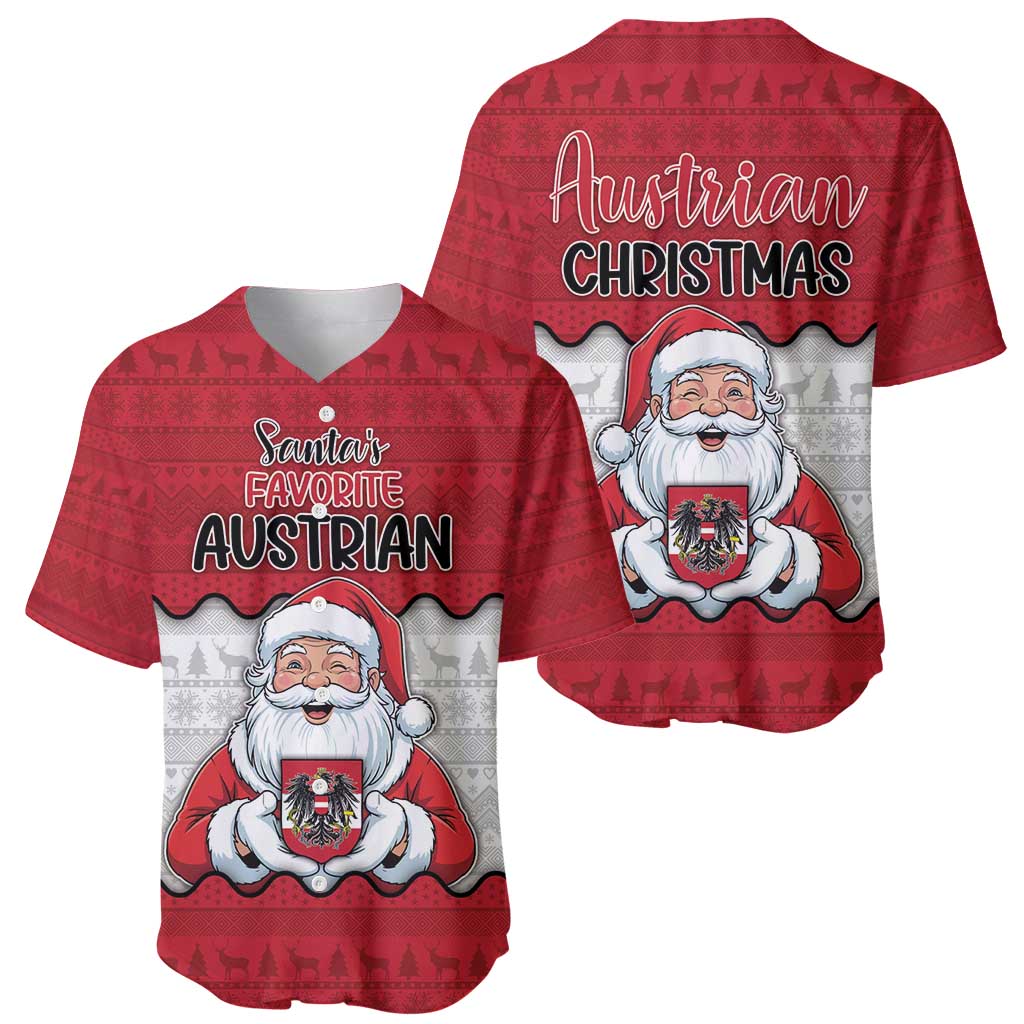 Austria Christmas Baseball Jersey Santa Is Favorite Austrian - Wonder Print Shop