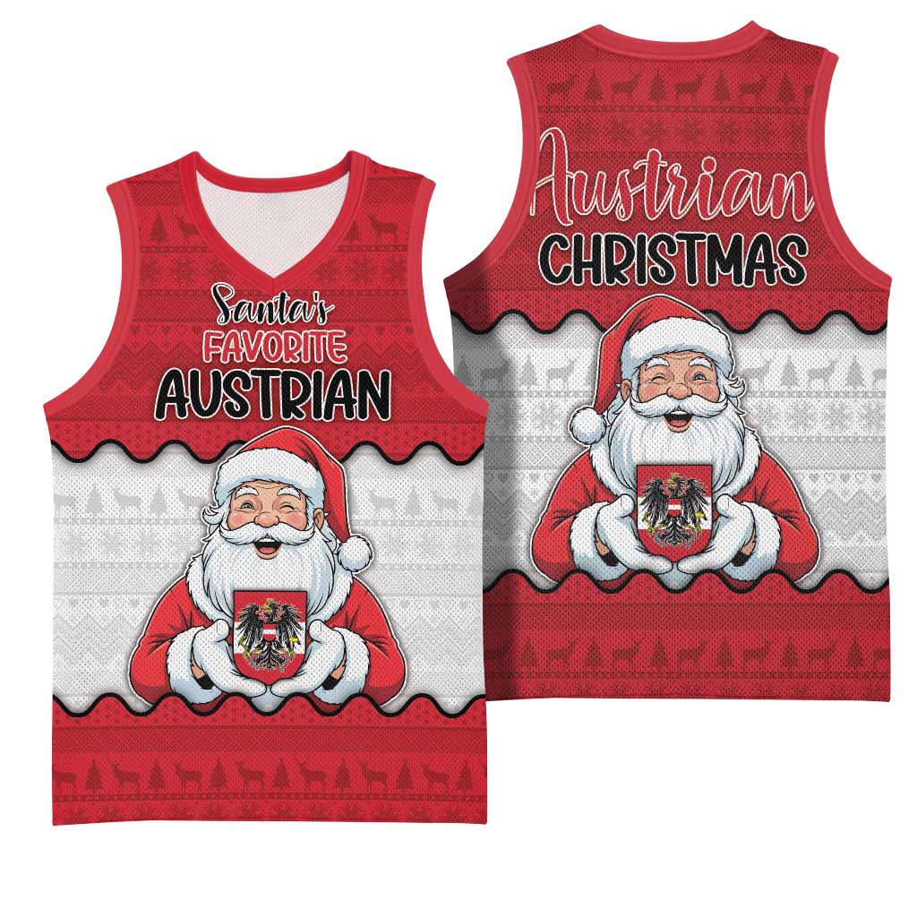 Austria Christmas Basketball Jersey Santa Is Favorite Austrian - Wonder Print Shop