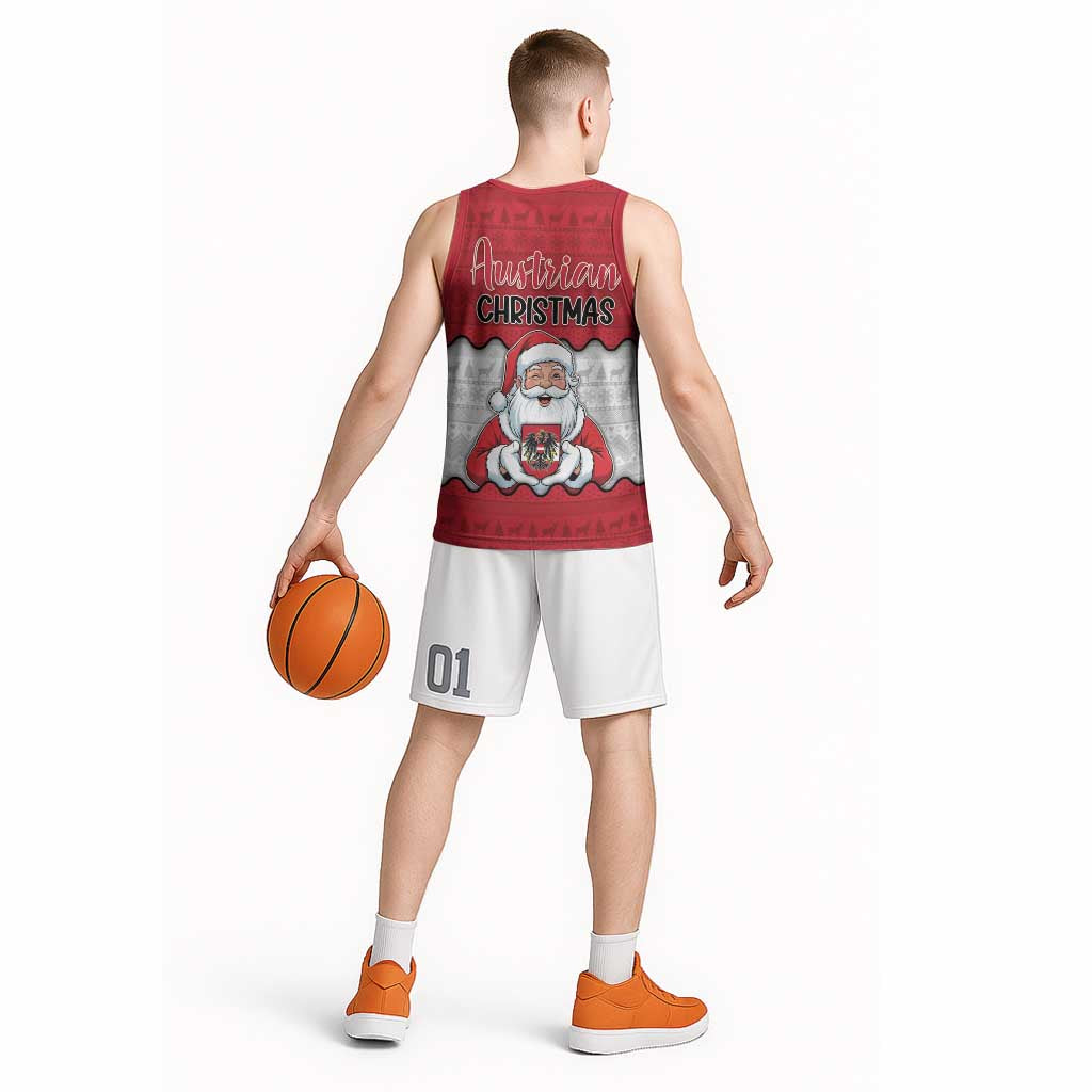 Austria Christmas Basketball Jersey Santa Is Favorite Austrian - Wonder Print Shop