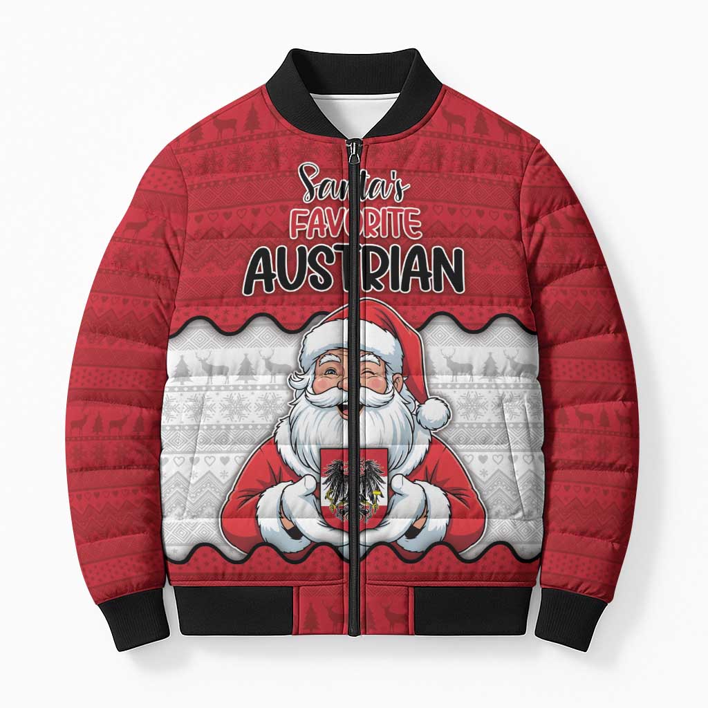Austria Christmas Bomber Puffer Jacket Santa Is Favorite Austrian - Wonder Print Shop