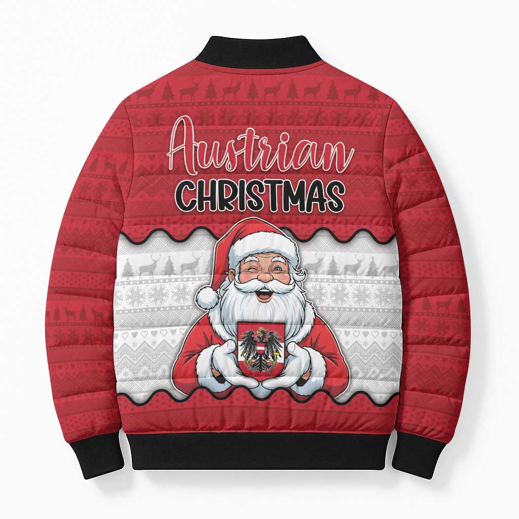 Austria Christmas Bomber Puffer Jacket Santa Is Favorite Austrian - Wonder Print Shop