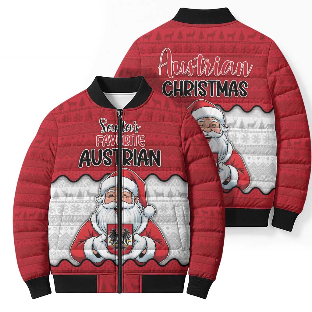 Austria Christmas Bomber Puffer Jacket Santa Is Favorite Austrian - Wonder Print Shop