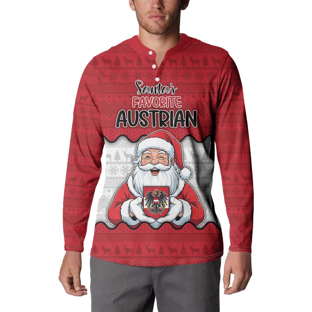 Austria Christmas Button Sweatshirt Santa Is Favorite Austrian - Wonder Print Shop