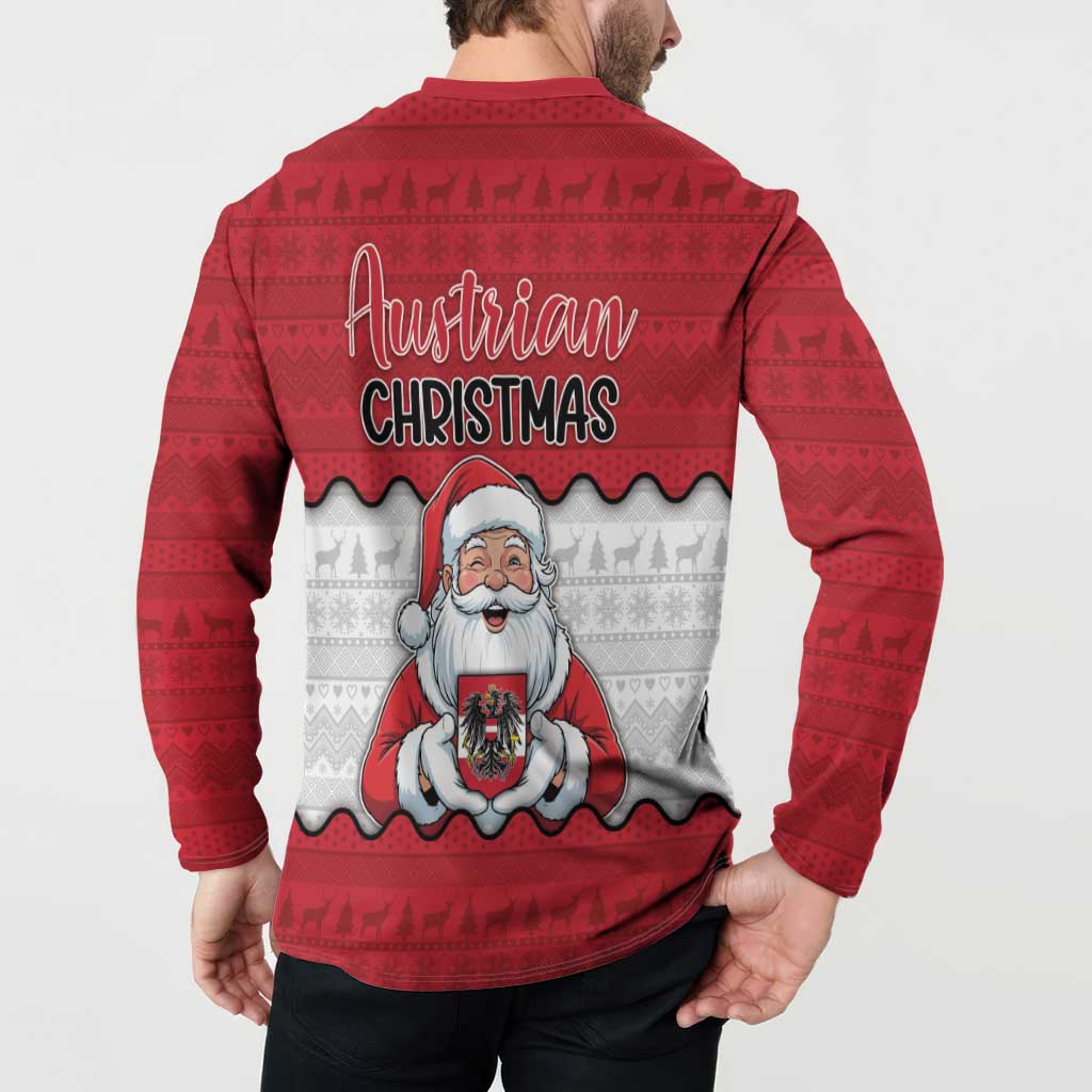 Austria Christmas Button Sweatshirt Santa Is Favorite Austrian - Wonder Print Shop