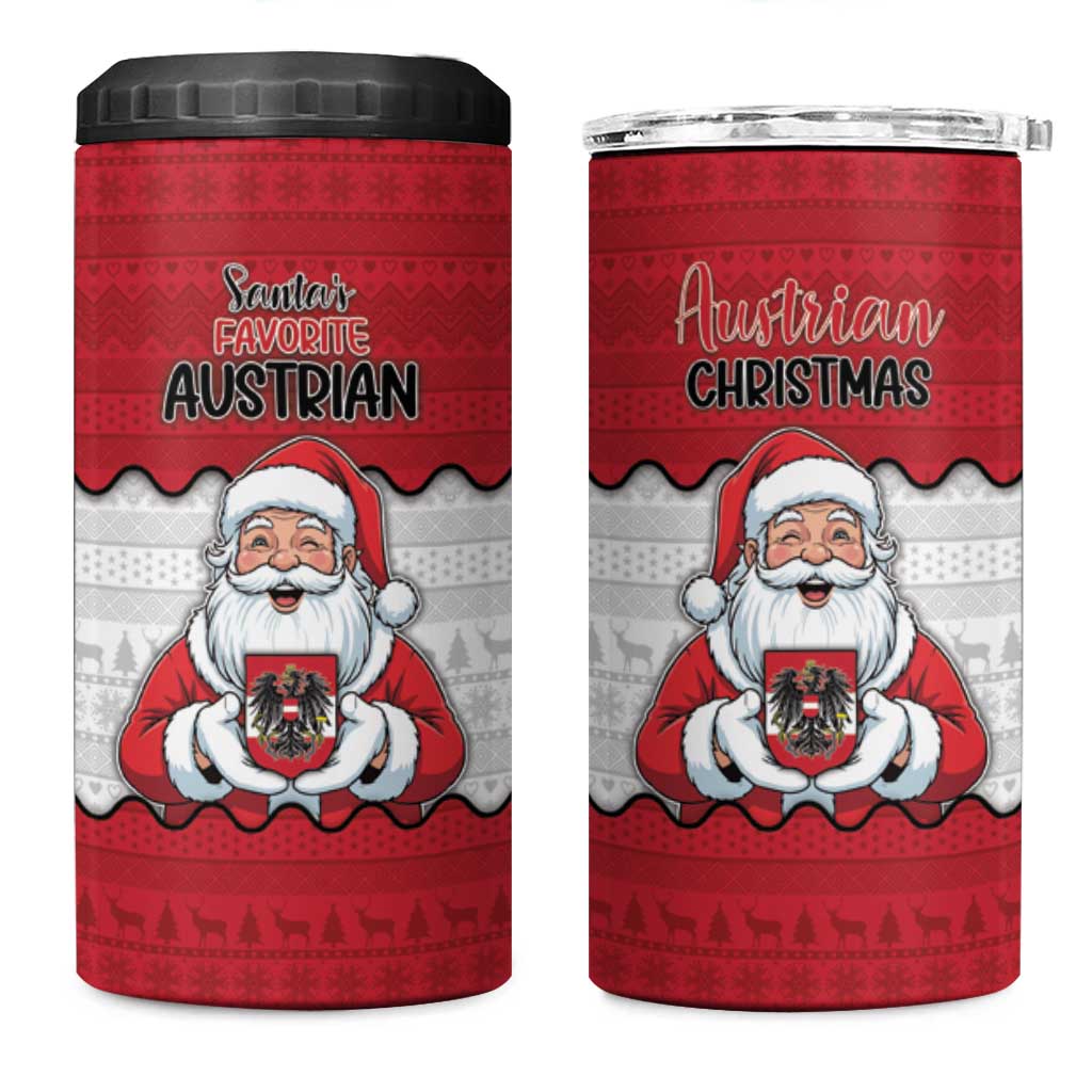 Austria Christmas 4 in 1 Can Cooler Tumbler Santa Is Favorite Austrian - Wonder Print Shop