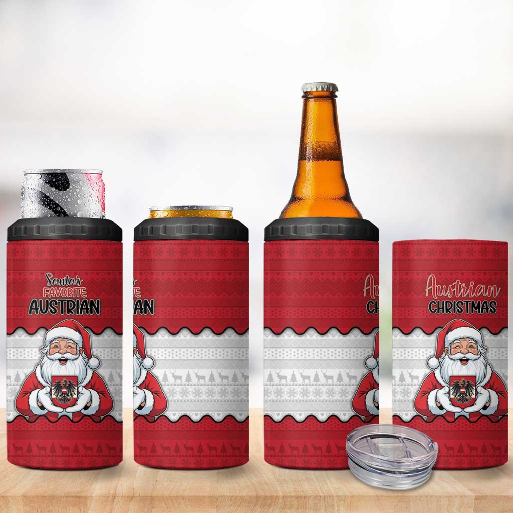 Austria Christmas 4 in 1 Can Cooler Tumbler Santa Is Favorite Austrian - Wonder Print Shop