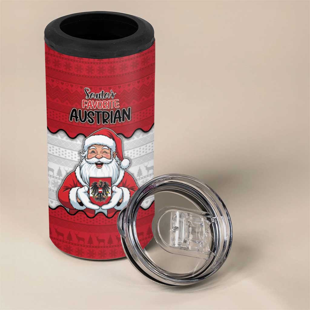 Austria Christmas 4 in 1 Can Cooler Tumbler Santa Is Favorite Austrian - Wonder Print Shop