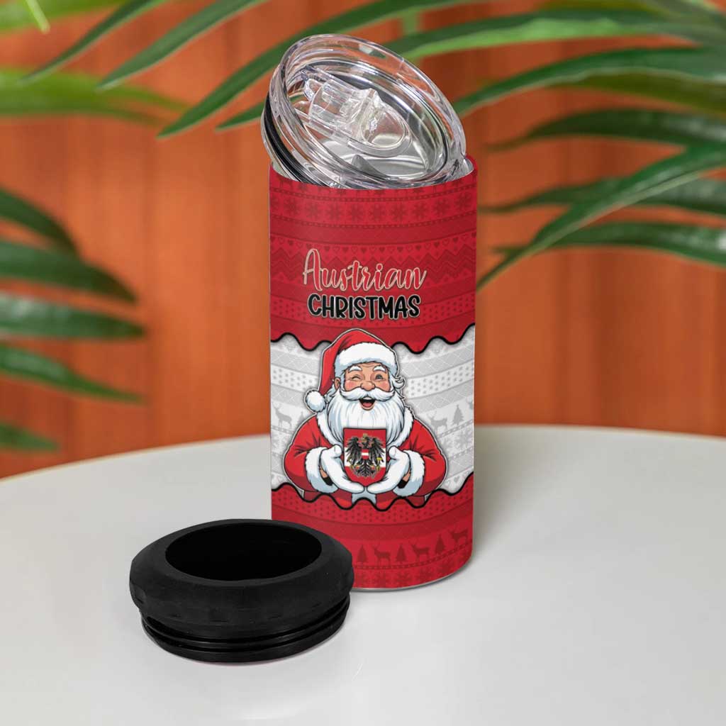 Austria Christmas 4 in 1 Can Cooler Tumbler Santa Is Favorite Austrian - Wonder Print Shop