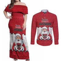 Austria Christmas Couples Matching Off Shoulder Maxi Dress and Long Sleeve Button Shirt Santa Is Favorite Austrian - Wonder Print Shop