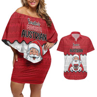 Austria Christmas Couples Matching Off Shoulder Short Dress and Hawaiian Shirt Santa Is Favorite Austrian - Wonder Print Shop