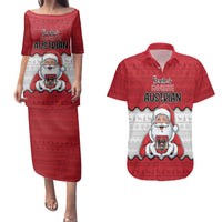 Austria Christmas Couples Matching Puletasi and Hawaiian Shirt Santa Is Favorite Austrian - Wonder Print Shop