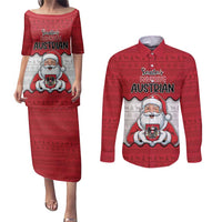 Austria Christmas Couples Matching Puletasi and Long Sleeve Button Shirt Santa Is Favorite Austrian - Wonder Print Shop