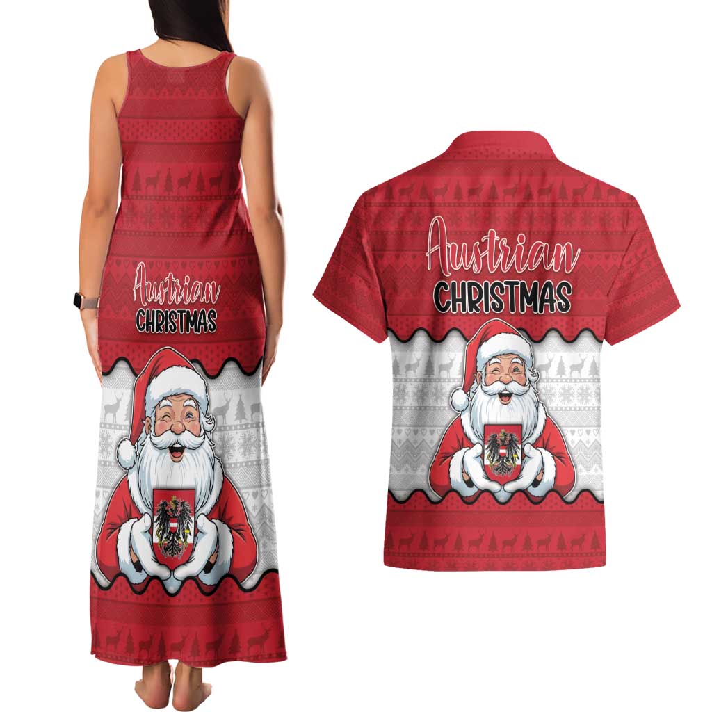 Austria Christmas Couples Matching Tank Maxi Dress and Hawaiian Shirt Santa Is Favorite Austrian - Wonder Print Shop