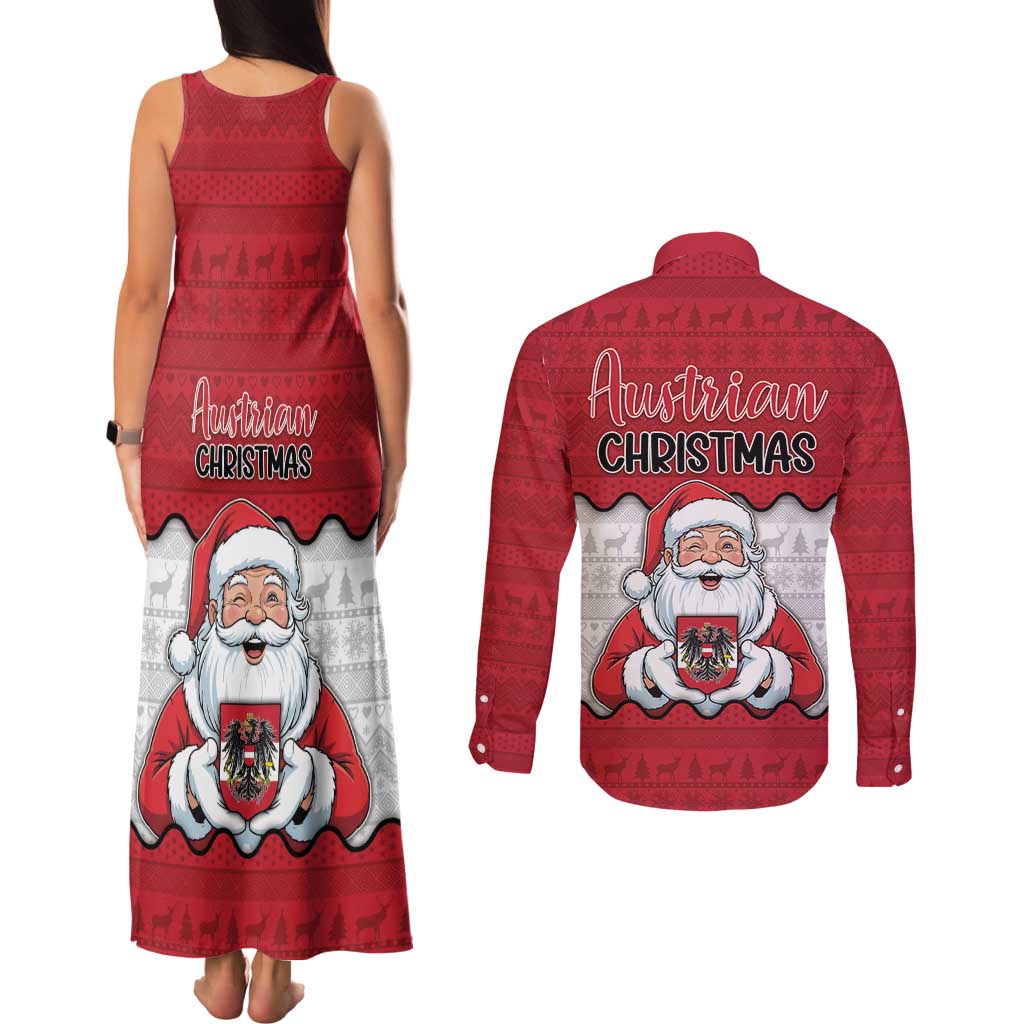 Austria Christmas Couples Matching Tank Maxi Dress and Long Sleeve Button Shirt Santa Is Favorite Austrian - Wonder Print Shop