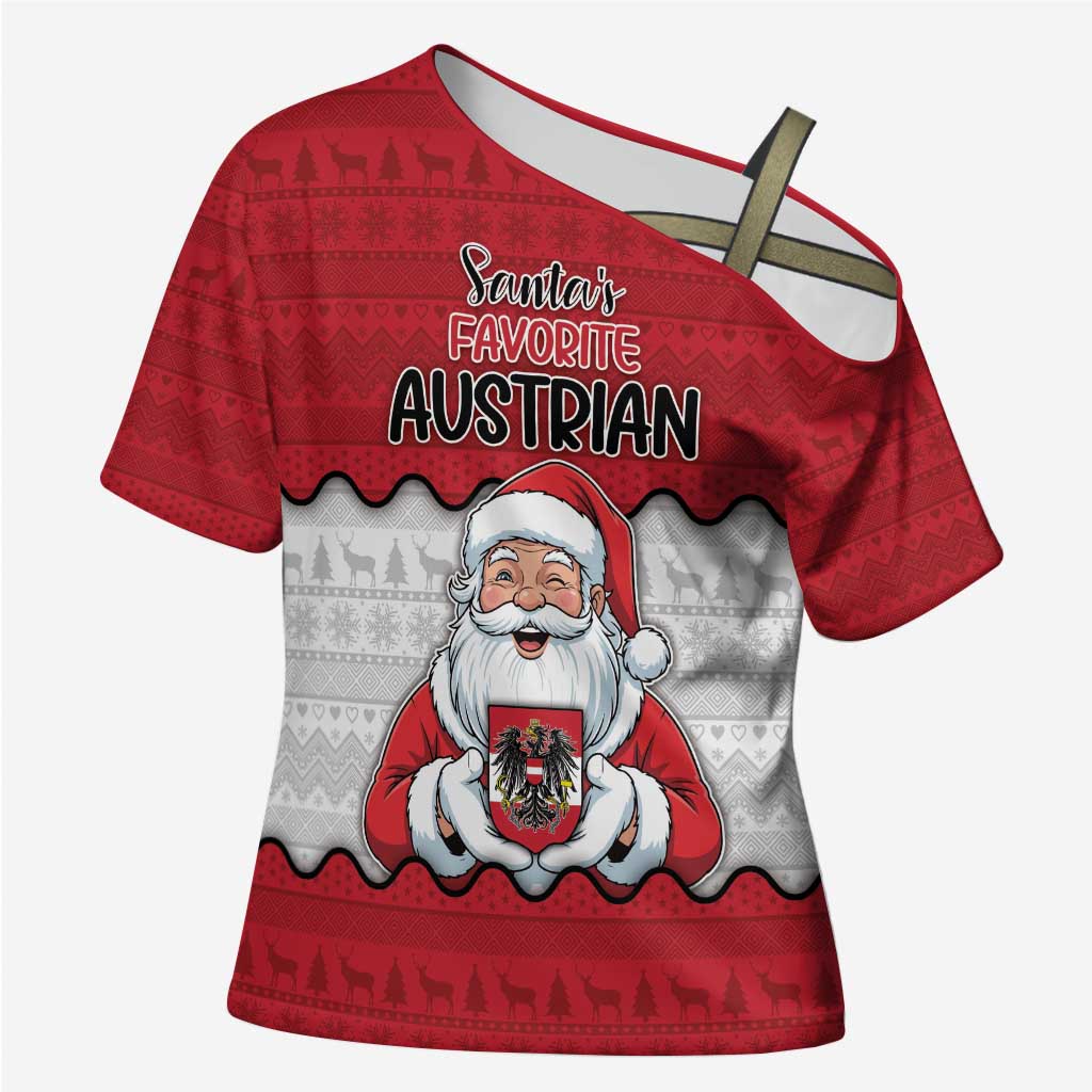 Austria Christmas Cross Shoulder Shirt Santa Is Favorite Austrian - Wonder Print Shop
