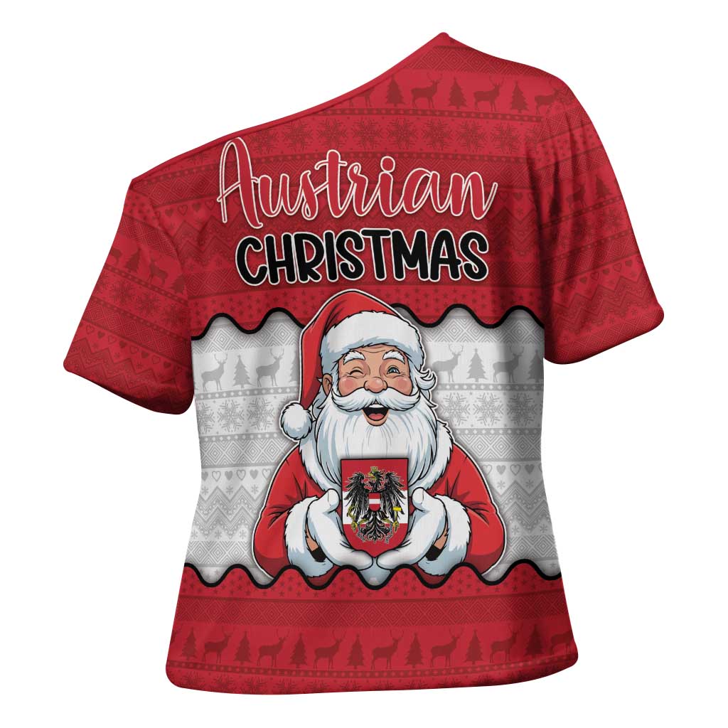 Austria Christmas Cross Shoulder Shirt Santa Is Favorite Austrian - Wonder Print Shop