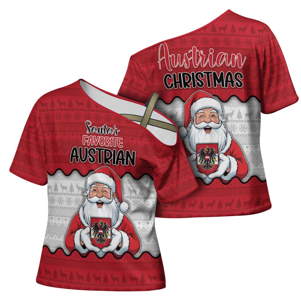 Austria Christmas Cross Shoulder Shirt Santa Is Favorite Austrian - Wonder Print Shop