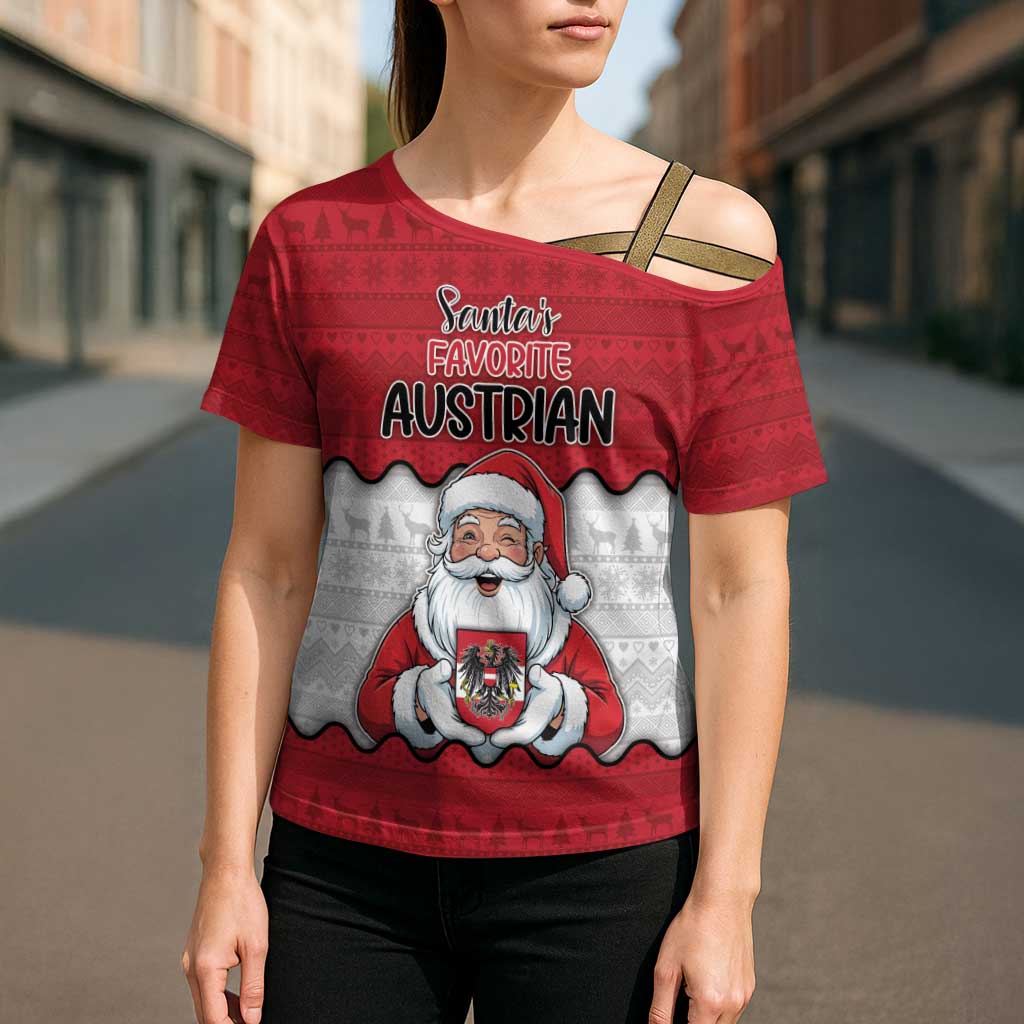 Austria Christmas Cross Shoulder Shirt Santa Is Favorite Austrian - Wonder Print Shop