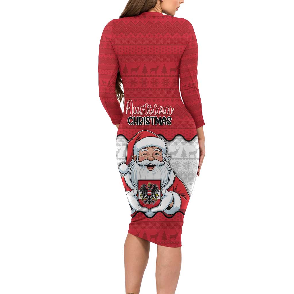 Austria Christmas Family Matching Long Sleeve Bodycon Dress and Hawaiian Shirt Santa Is Favorite Austrian - Wonder Print Shop