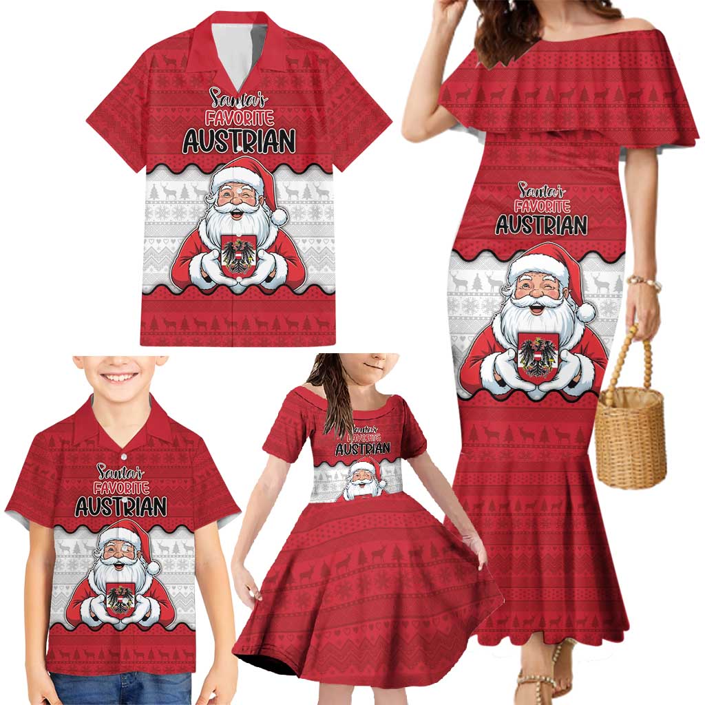 Austria Christmas Family Matching Mermaid Dress and Hawaiian Shirt Santa Is Favorite Austrian - Wonder Print Shop