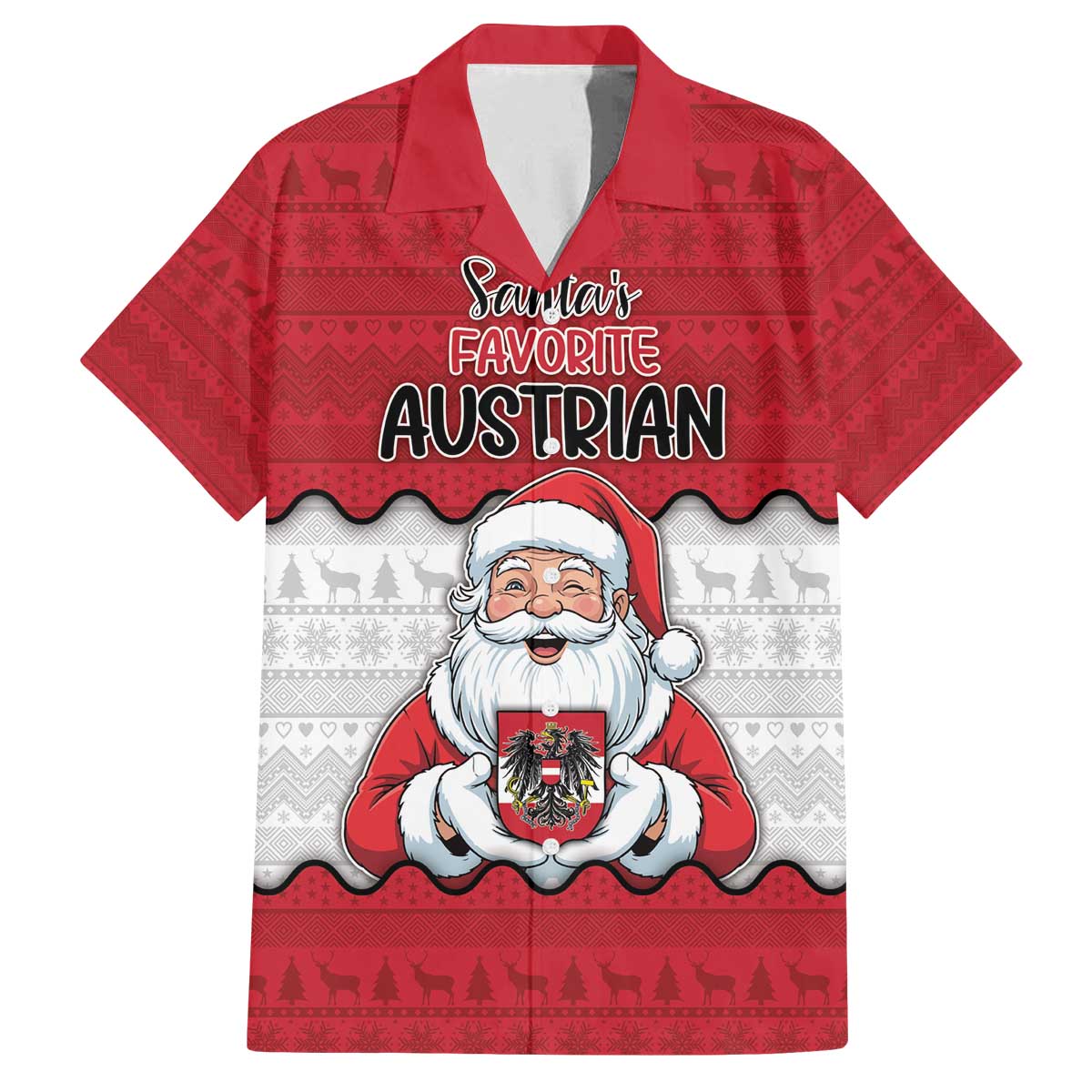 Austria Christmas Family Matching Off The Shoulder Long Sleeve Dress and Hawaiian Shirt Santa Is Favorite Austrian - Wonder Print Shop