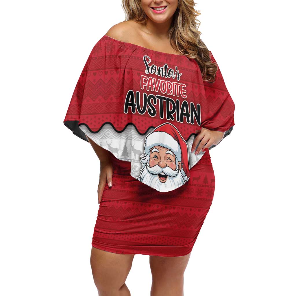Austria Christmas Family Matching Off Shoulder Short Dress and Hawaiian Shirt Santa Is Favorite Austrian - Wonder Print Shop