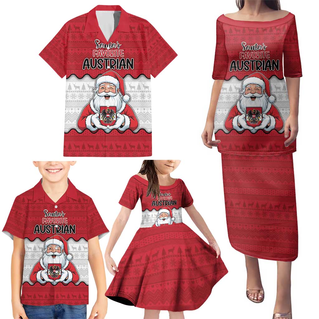 Austria Christmas Family Matching Puletasi and Hawaiian Shirt Santa Is Favorite Austrian - Wonder Print Shop