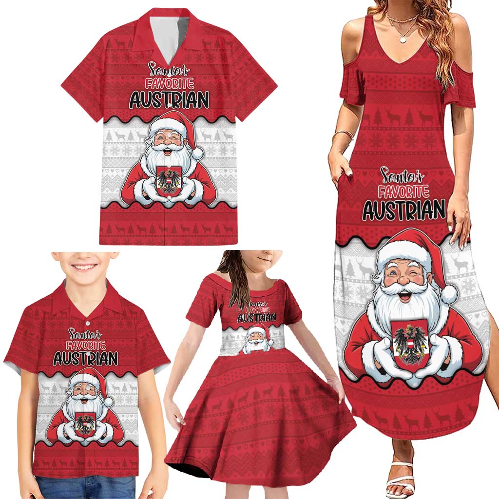 Austria Christmas Family Matching Summer Maxi Dress and Hawaiian Shirt Santa Is Favorite Austrian - Wonder Print Shop