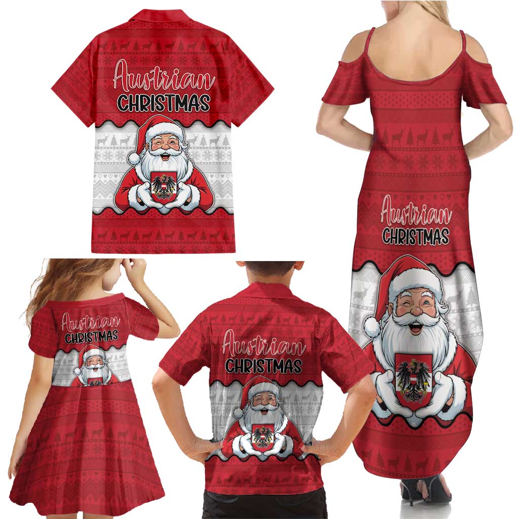 Austria Christmas Family Matching Summer Maxi Dress and Hawaiian Shirt Santa Is Favorite Austrian - Wonder Print Shop