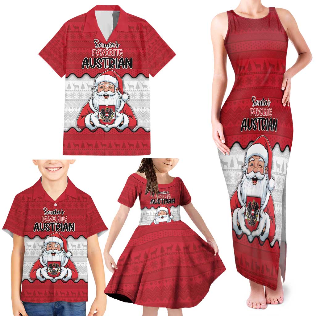 Austria Christmas Family Matching Tank Maxi Dress and Hawaiian Shirt Santa Is Favorite Austrian - Wonder Print Shop
