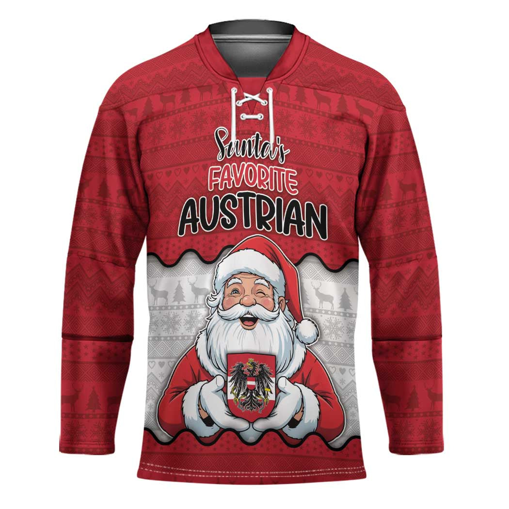 Austria Christmas Hockey Jersey Santa Is Favorite Austrian - Wonder Print Shop