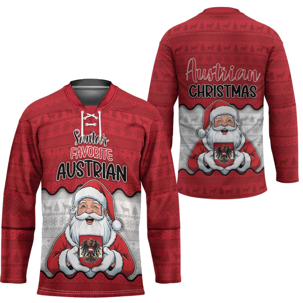Austria Christmas Hockey Jersey Santa Is Favorite Austrian - Wonder Print Shop