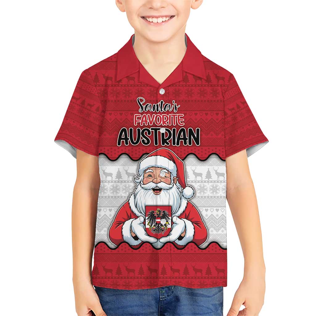 Austria Christmas Kid Hawaiian Shirt Santa Is Favorite Austrian - Wonder Print Shop
