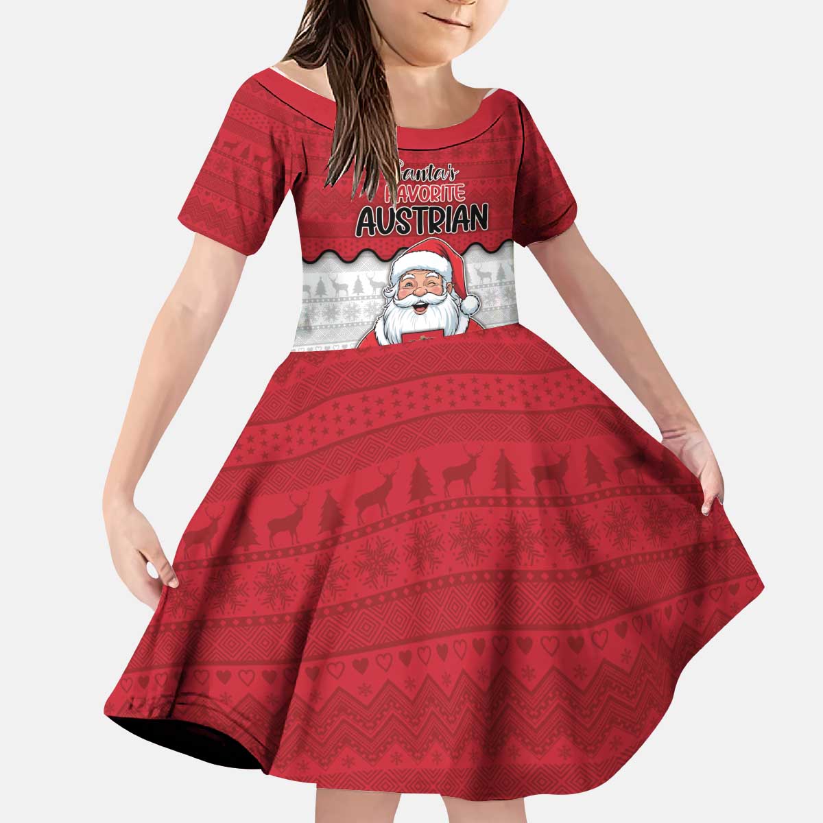 Austria Christmas Kid Short Sleeve Dress Santa Is Favorite Austrian - Wonder Print Shop