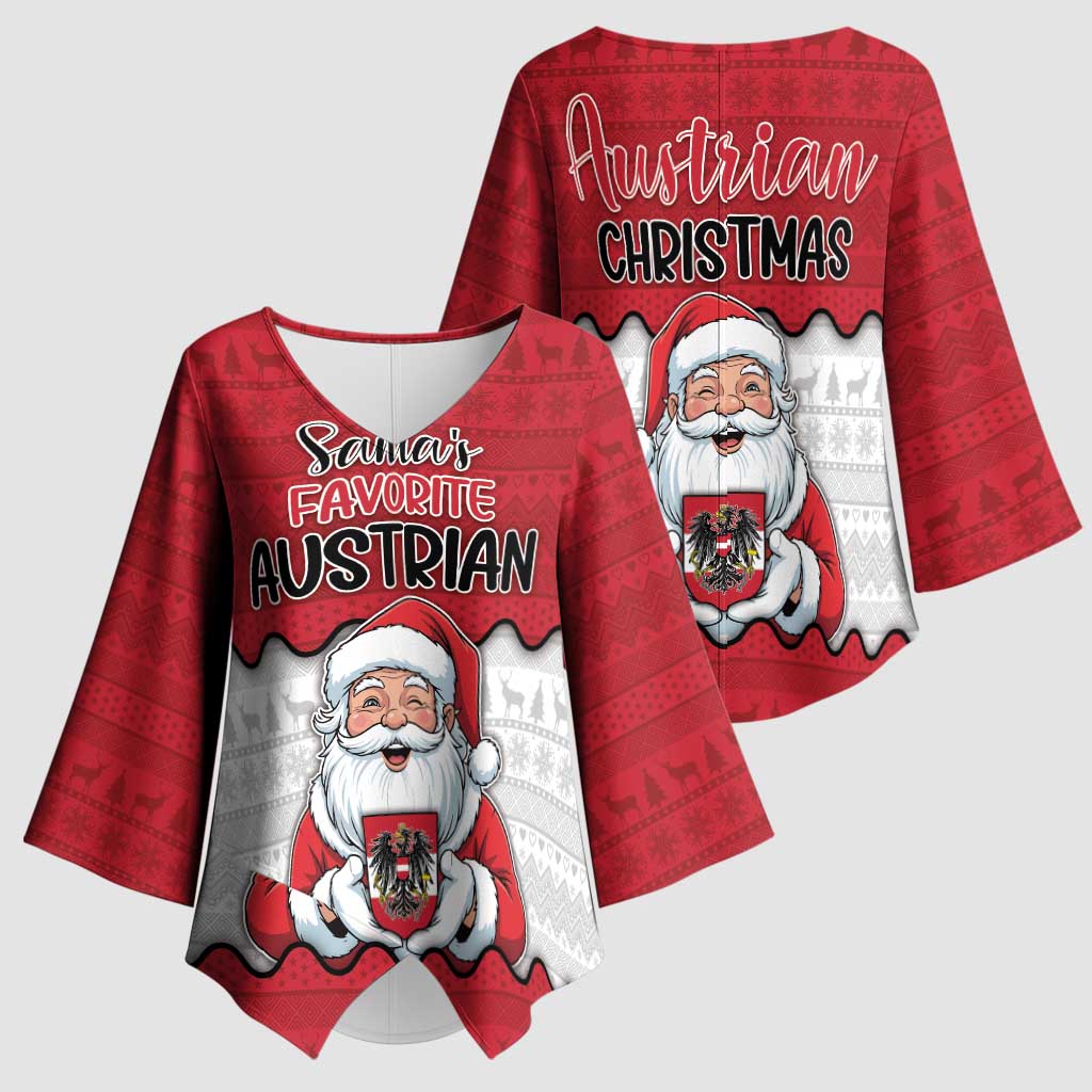 Austria Christmas Kimono Sleeve Blouse Santa Is Favorite Austrian - Wonder Print Shop