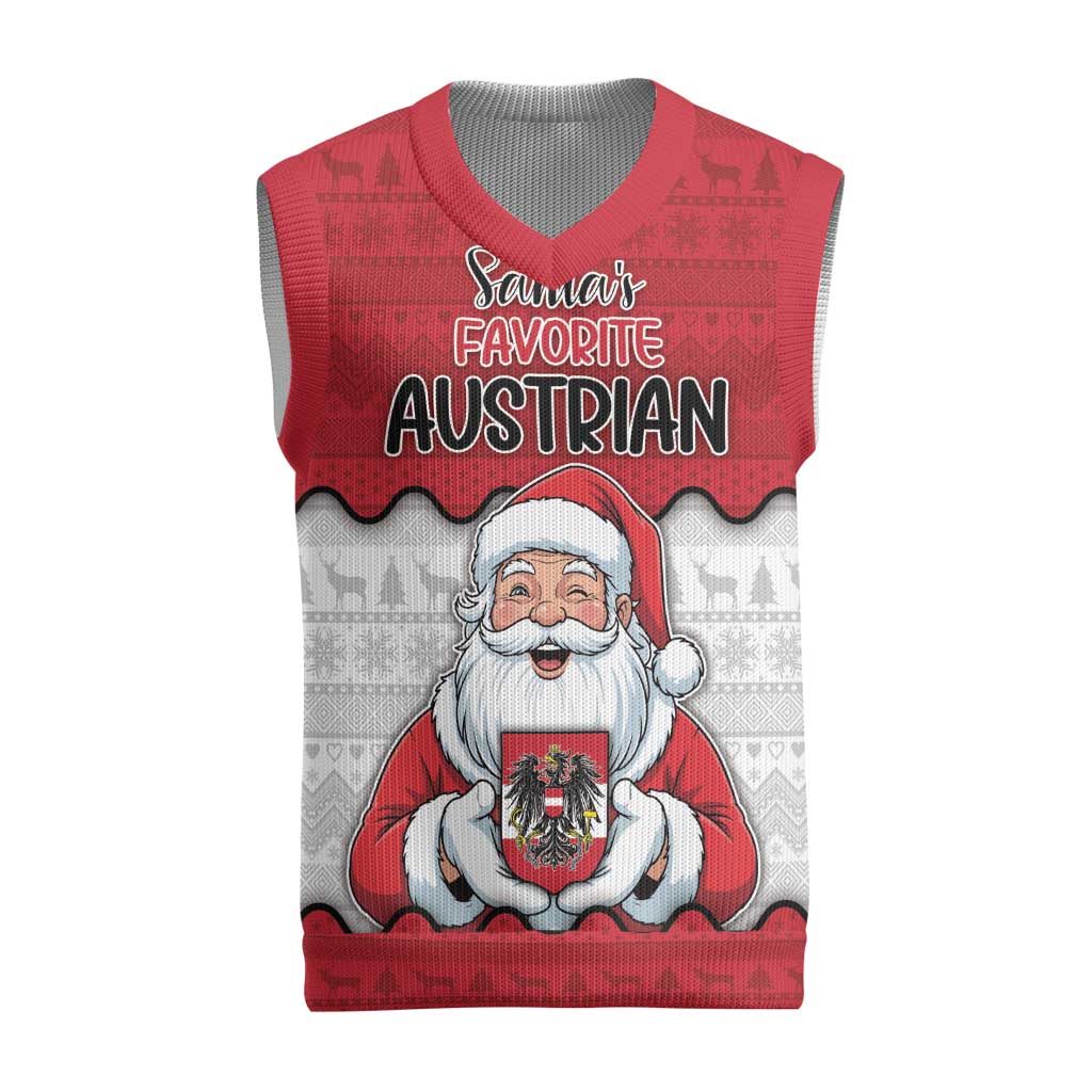 Austria Christmas Knitted V-Neck Vest Santa Is Favorite Austrian - Wonder Print Shop