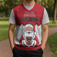 Austria Christmas Knitted V-Neck Vest Santa Is Favorite Austrian - Wonder Print Shop