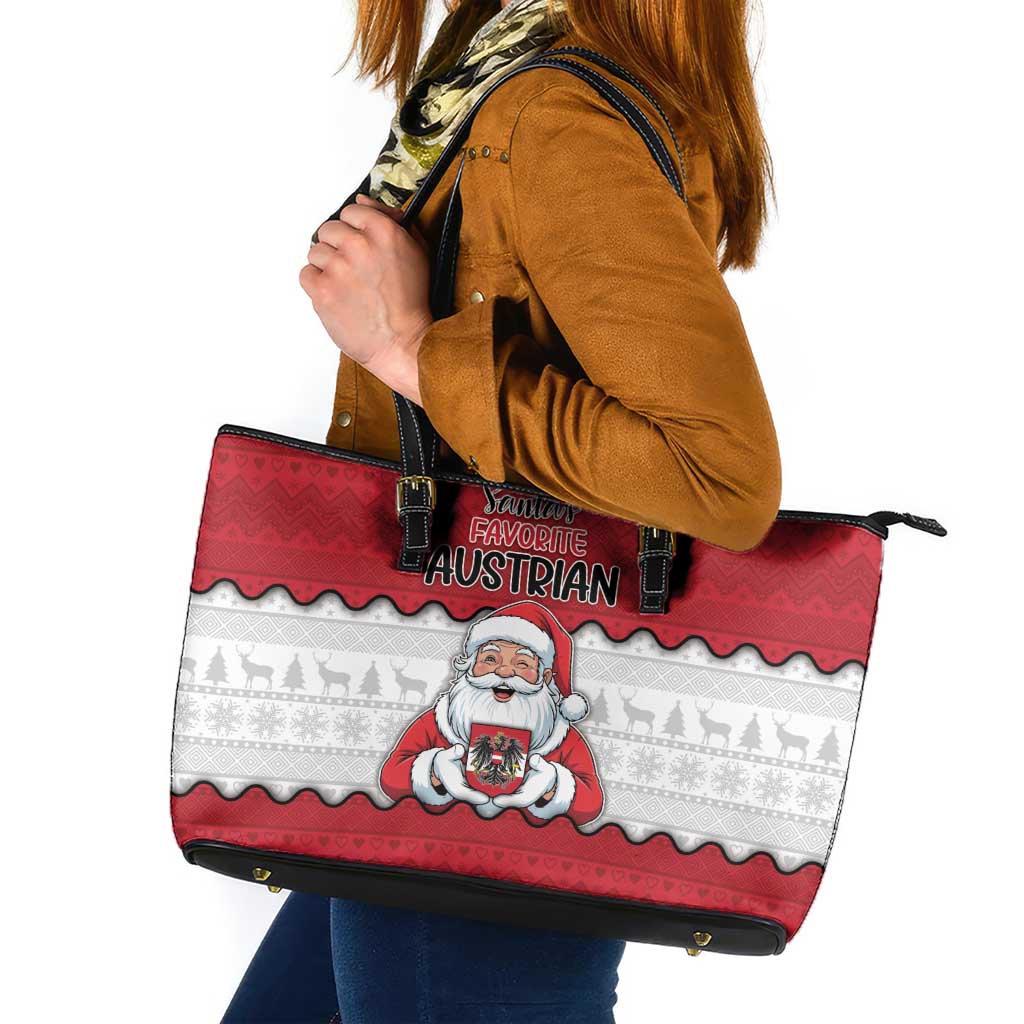 Austria Christmas Leather Tote Bag Santa Is Favorite Austrian - Wonder Print Shop