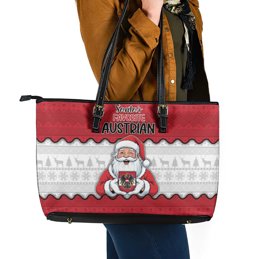 Austria Christmas Leather Tote Bag Santa Is Favorite Austrian - Wonder Print Shop