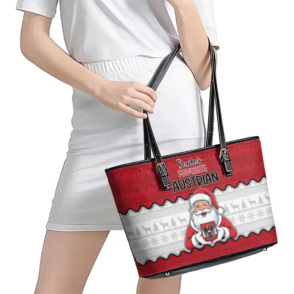 Austria Christmas Leather Tote Bag Santa Is Favorite Austrian - Wonder Print Shop