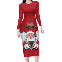 Austria Christmas Long Sleeve Bodycon Dress Santa Is Favorite Austrian - Wonder Print Shop